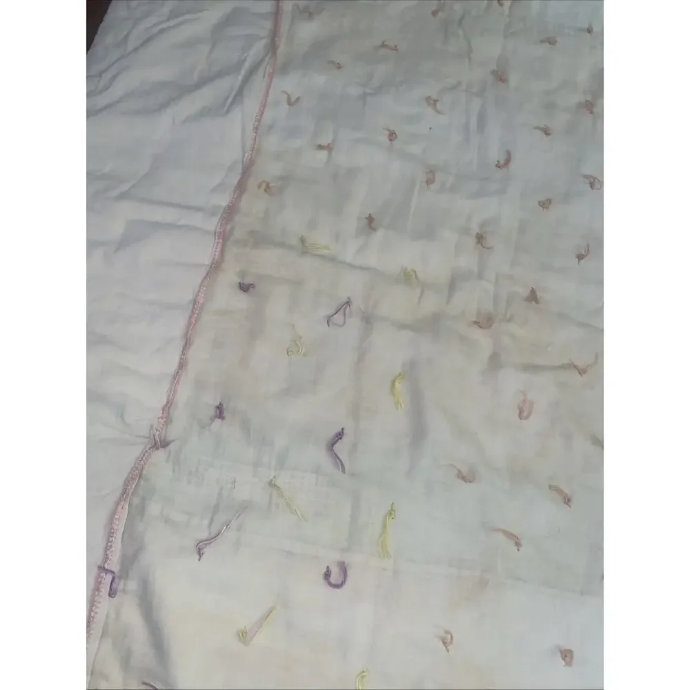 Vintage Handmade Hand Knotted Twin Sz Cotton Quilt Patchwork 77”x 58”